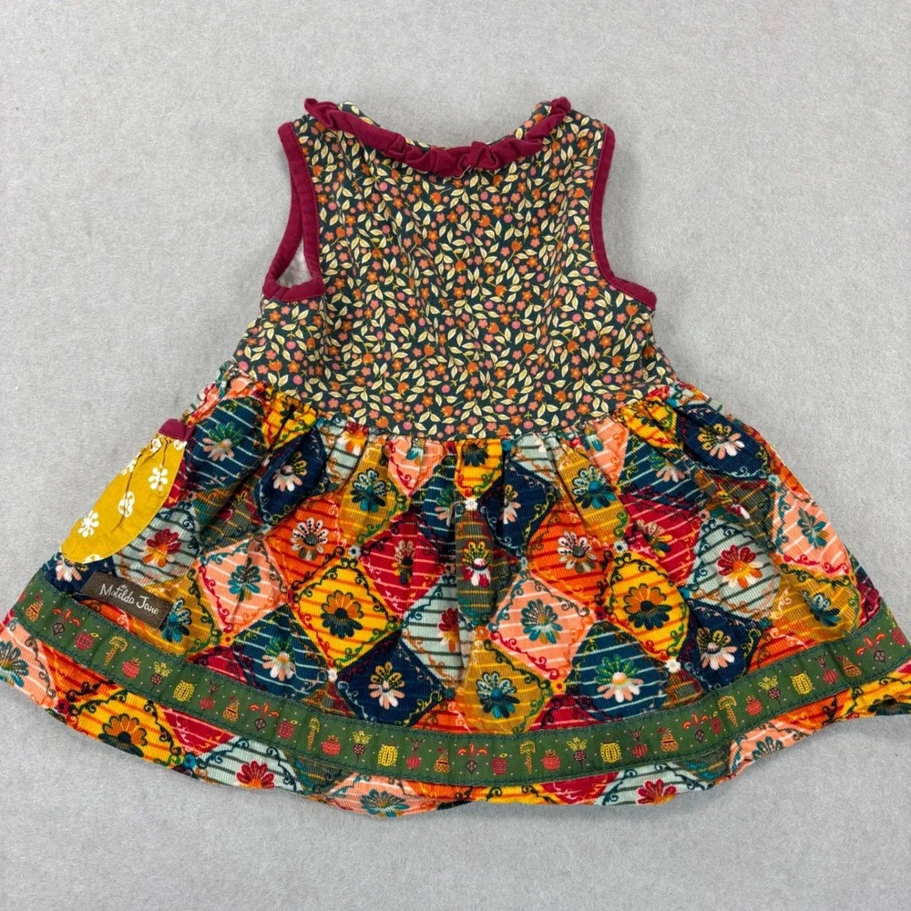 Matilda Jane Girls Dress Sz 2 Autumn Floral Corduroy Pockets Harvest Fall Colors